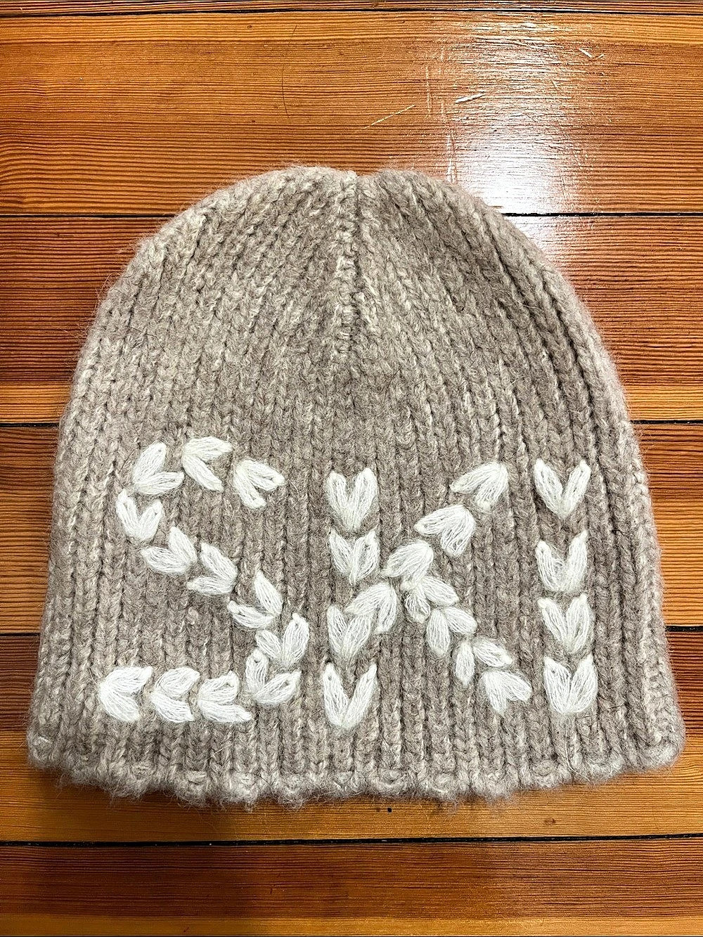 Bogner Fire+Ice Embroidered Knit Beanie in Brown & White